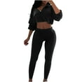 thumbnail image 1 of YUGYXL 2 Piece Outfits for Women Loose Fitted Cropped Sweatshirts Top Long Joggings Sets Casual Plus Size Tracksuit Black S, 1 of 5