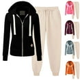 thumbnail image 1 of YUGYXL 2 Piece Sweatsuits for Women Comfy Plus Size Thin Fleece Outfits Fashion Slim Fit Hoodie Sweatshirt and Sweatpants Solid Tracksuits Set Today Black,XXL, 1 of 6