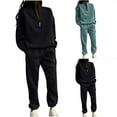 thumbnail image 1 of YUGYXL 2 Piece Thin Fleece Activewear Outfits for Women Half Zip High Neck Solid Color Sweatshirt and Loose Sweatpants Jogger Tracksuit Set Today 2025 Mint Green,S, 1 of 7