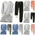 thumbnail image 1 of YUGYXL 2 Piece Winter Sweatsuits for Women Thicken Plus Size Outfits Fashion Crew Neck Sweatshirt and Sweatpants Thermal Tracksuits Set Sale, 1 of 3