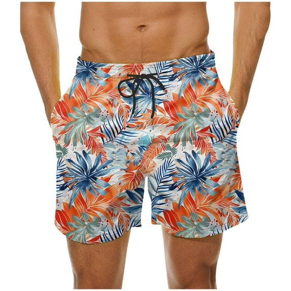 YUGYXL 2025 Fashion Print Shorts for Men Drawstring Classic Fit Summer Shorts Plus Size Beach Shorts B Multicolor M