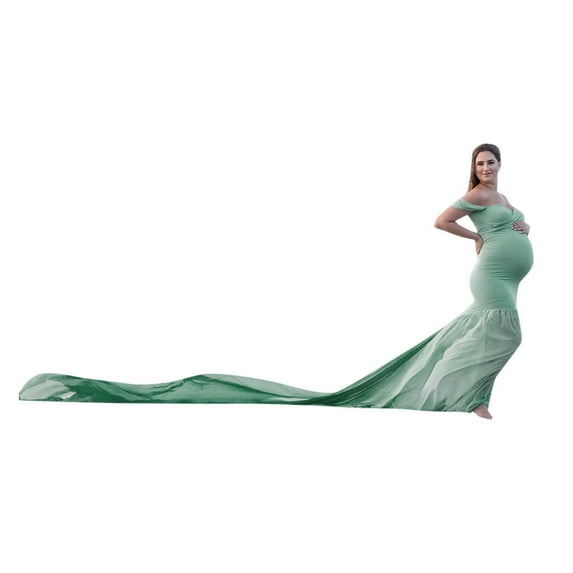 YUGYXL Summer Maternity Photography Dress Comfy Props Off Shoulder Sleeveless Long Pregnancy Dresses for Photoshoot Special Occasion Fishtail Skirt Sale Green