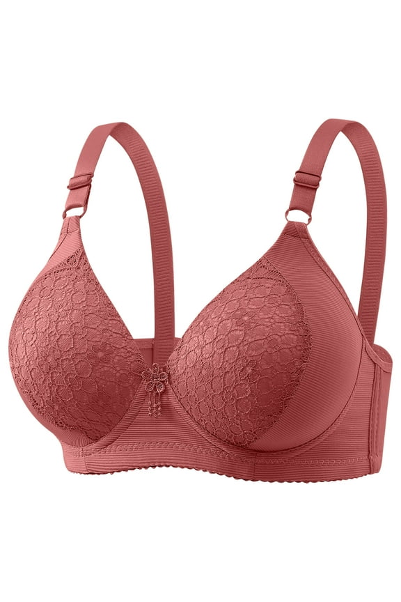 Adjustable Underwear for Women Plus Size Bras No Rims Full Coverage Bralettes Daily Comfy Breathable Push Up Bras Red 46