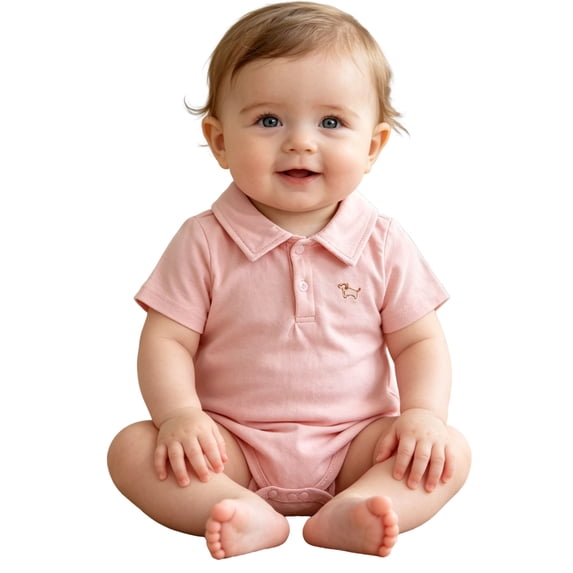 YUGYXL Baby Boys Girls Polo Bodysuit Infant Cotton Short Sleeve One Piece Romper Jumpsuit 0-2 Years Pink Jumpsuit