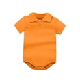 thumbnail image 1 of YUGYXL Baby Boys Lapel Bodysuits Comfy Cotton Short Sleeve Soft Onesie Newborn Infant One Piece Outfits for 0-24 Month Orange Jumpsuit, 1 of 5