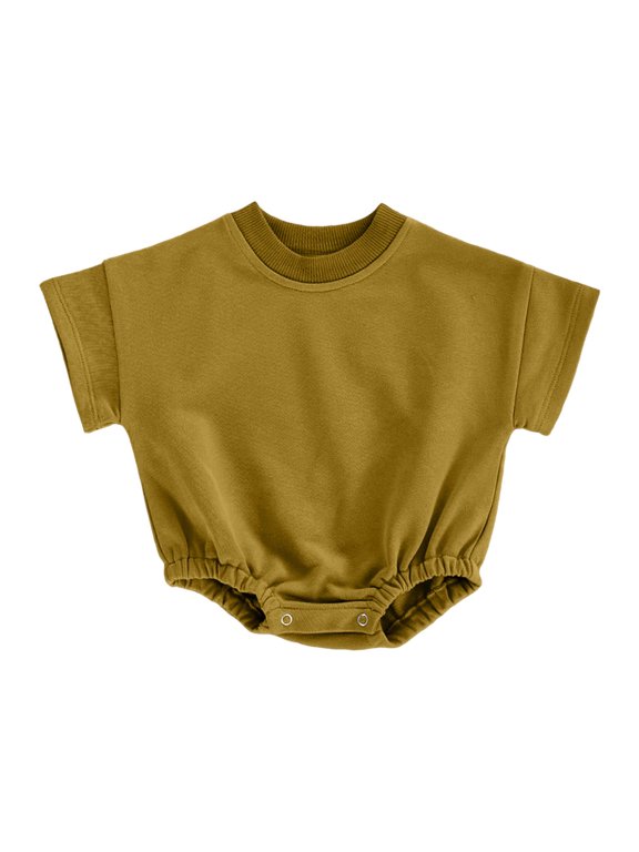 Baby Bubble Onesie Romper Clothes Short Sleeve Summer Solid Color T-Shirt Footless Outfits Army Green Jumpsuit