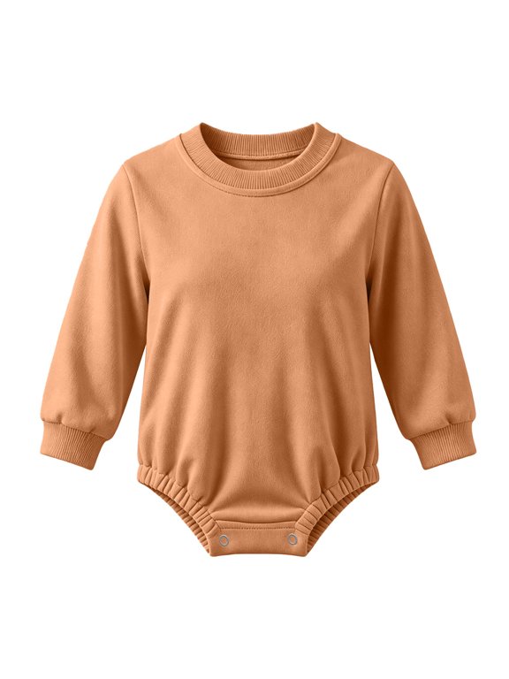 Baby Bubble Onesie Romper Clothes Short Sleeve Summer Solid Color T-Shirt Footless Outfits Orange Jumpsuit
