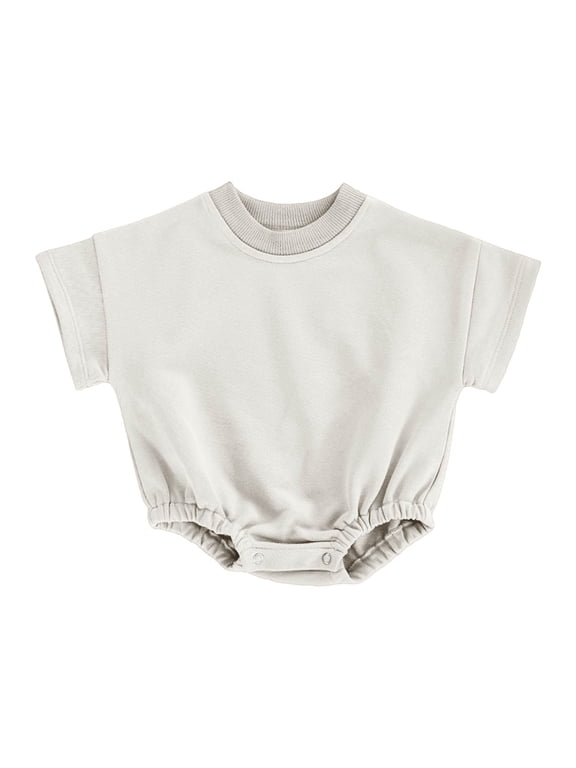 Baby Bubble Onesie Romper Clothes Short Sleeve Summer Solid Color T-Shirt Footless Outfits White Jumpsuit