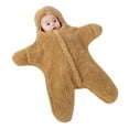 thumbnail image 1 of YUGYXL Baby Wearable Sleeping Stroller Blanket Infant Windproof Starfish Fleece Warm Snowsuit for Newborn Babies Swaddle Bag Jumpsuit RomperSeptember Gift for Baby Khaki,90, 1 of 4
