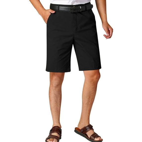 YUGYXL Big and Tall Cotton Shorts for Men Dressy Business Shorts Button Zipper Casual Shorts Camping Shorts Black M