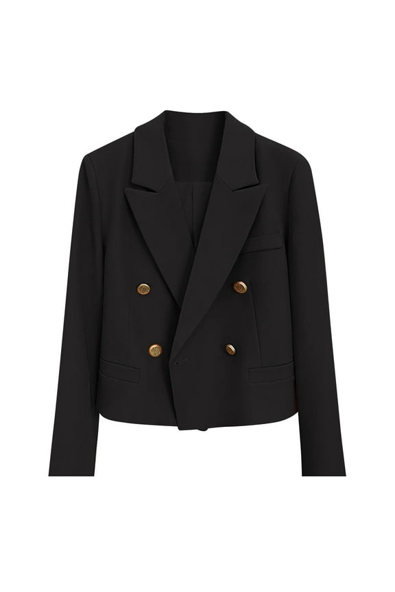Blazer Jacket for Women Lightweight Long Sleeve Cropped Blazers Jackets Casual Lapel Double-Breasted Work Office Suit Jackets Plus Size Cardigan Today Sales