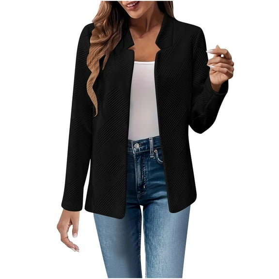 YUGYXL Bomber Jacket Women Textured Lightweight Zip Up Jackets Casual Stand Collar Zipper Coat Fall Fashion Outerwear Top Black L