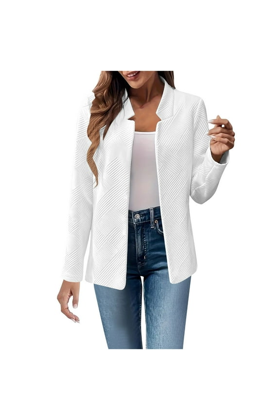 Bomber Jacket Women Textured Lightweight Zip Up Jackets Casual Stand Collar Zipper Coat Fall Fashion Outerwear Top White XXL