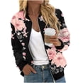 thumbnail image 1 of YUGYXL Bomber Jackets for Women Zip Up Casual Long Sleeve Varsity Jacket Lightweight Spring Fall Clothes with Pockets A Pink Jackets XXL, 1 of 5