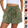 thumbnail image 1 of YUGYXL Bowknot Tie Shorts for Women Casual Stretch Waist Comfy Shorts with Deep Pockets Elegant Y2K Lightweight Shorts Gray XXL, 1 of 9