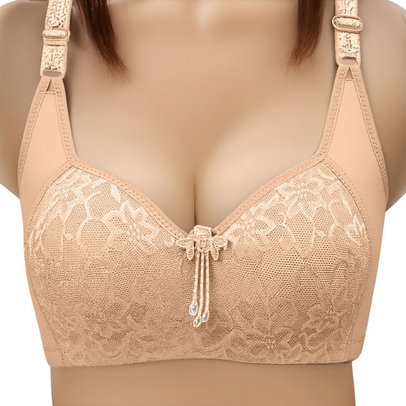 YUGYXL Bras for Women No Underwire Push Up Women Comfort Breathable Bra Full Coverage Everyday Bras Beige M