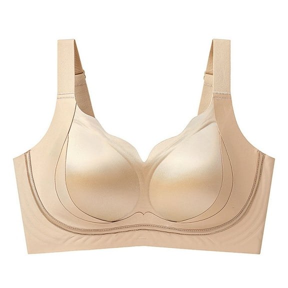 YUGYXL Bras for Women Push Up Lifting Soft Support Seamless Push Up Sagging Comfortable Wireless Bras Beige XL
