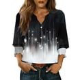 thumbnail image 1 of YUGYXL Button Down Shirts for Women 3/4 Length Sleeve Business Casual Blouses Summer Tops A Black S, 1 of 6