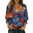 thumbnail image 1 of YUGYXL Button Down Shirts for Women 3/4 Length Sleeve Business Casual Blouses Summer Tops Purple S, 1 of 6