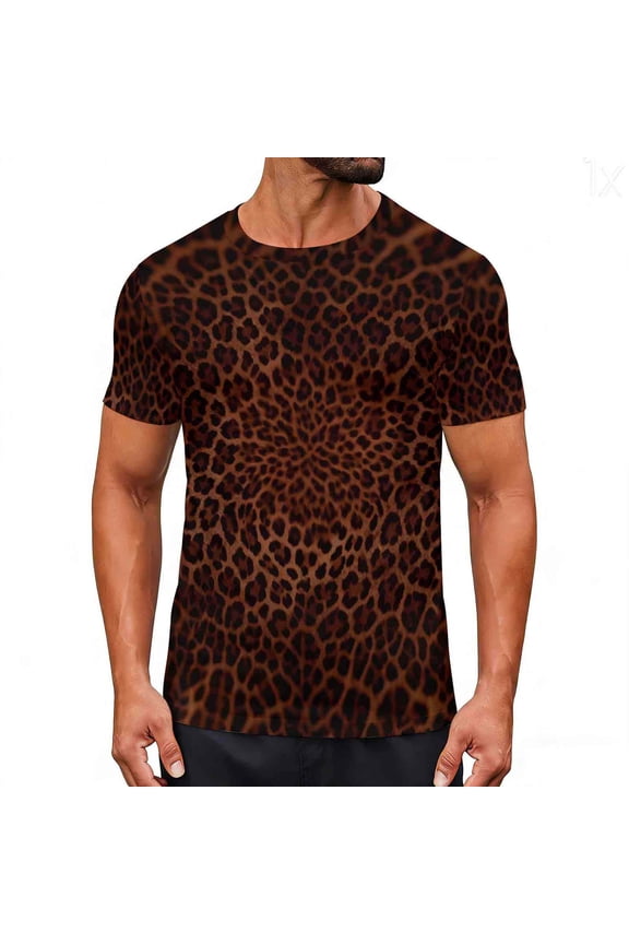 Camo Shirt for Men Summer Short Sleeve Crewneck Tshirts Casual Graphic Tees Workout Camouflage Hunting Shirts Brown XXL