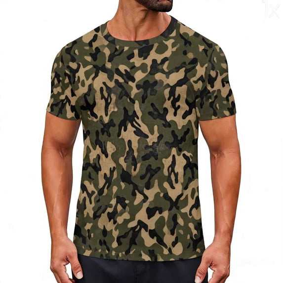YUGYXL Camo Shirt for Men Women Short Sleeve T-Shirts Camouflage Printed Graphic Tees Unisex Summer Hunting Shirts D Camouflage XXL