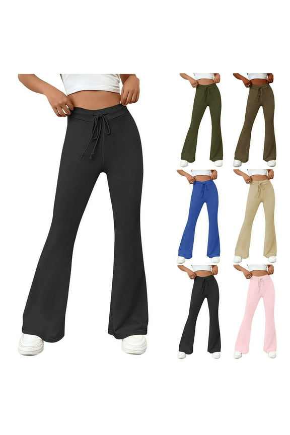 Casual Boot Cut Yoga Flared Pants for Women Lady High Waisted Workout Jogging Lounge Sweat Pants Plus Size Gym Stretch Activewear Leggings Beige,XL