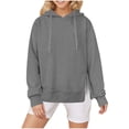 thumbnail image 1 of YUGYXL Classic Solid Color Hoodies for Women Long Sleeve Sweatshirts Side Zipper Drawstring Hooded Pullover Gray XXL, 1 of 6