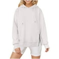 thumbnail image 1 of YUGYXL Classic Solid Color Hoodies for Women Long Sleeve Sweatshirts Side Zipper Drawstring Hooded Pullover White XXL, 1 of 6