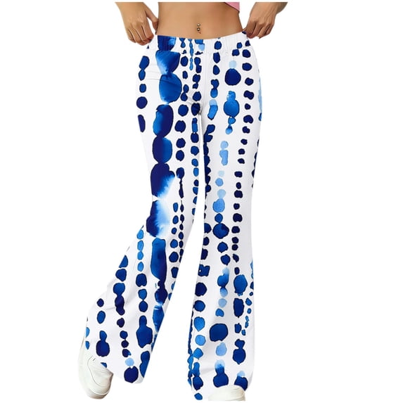 YUGYXL Comfy Yoga Pants Women High Waisted Bell Bottom Pants for Woman Print Flare Leggings Stretch Navy Pants XL