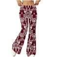 thumbnail image 1 of YUGYXL Comfy Yoga Pants Women High Waisted Bell Bottom Pants for Woman Print Flare Leggings Stretch Wine Pants XL, 1 of 7