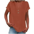 thumbnail image 1 of YUGYXL Cotton Linen Blouses for Women Short Sleeve Henley Tees Summer V Neck Tshirts Outdoor Tops with Pocket Brown S, 1 of 6