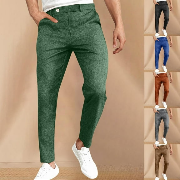 YUGYXL Cotton Linen Pants for Men Outdoor Sport Trousers Slim Fit Joggers Pants Black XL