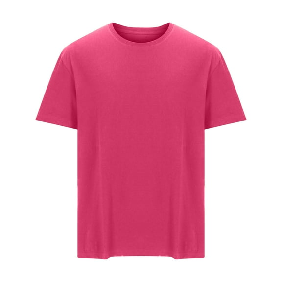 YUGYXL Cotton Short Sleeve Shirts for Men Big and Tall Baggy Summer Tshirts Thin Lightweight Comfy Holiday Blouses Hot Pink XXXXXL