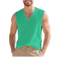 thumbnail image 1 of YUGYXL Cotton Tank Tops for Men Casual Summer Breathable V Neck Running Comfy T Shirts Outdoor Soft Workout Fitness Tees Green XXXL, 1 of 9