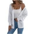thumbnail image 1 of YUGYXL Crochet Cardigan Sweaters for Women Long Sleeve Loose Fit Trendy Vacation Lightweight Boho Knit Cardigans Tops White Cardigans, 1 of 8