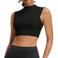 thumbnail image 1 of YUGYXL Crop Tops for Women Double Lined Tank Shirts High Neck Sleeveless Racerback Tops Basic Summer Athletic Gym Outfits Black XL, 1 of 7