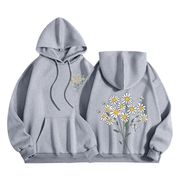YUGYXL Cute Graphic Hoodies for Teen Girls Oversized Women's Hoodie Fleece Lined Hooded Sweatshirts with Hood Fall Gray S