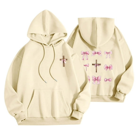 YUGYXL Cute Hoodies for Oversized Graphic Hoodie Womens Fashion Sweatshirts with Hood Fleece Lined Hooded Pullover Beige L
