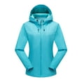 thumbnail image 1 of YUGYXL Cycling Jacket for Women Lightweight Breathable Windbreaker with Hoodie Casual Zipper Pockets Windproof Raincoats Plus Size Outdoor Coats Gift for Girlfrind Light Blue,M, 1 of 2