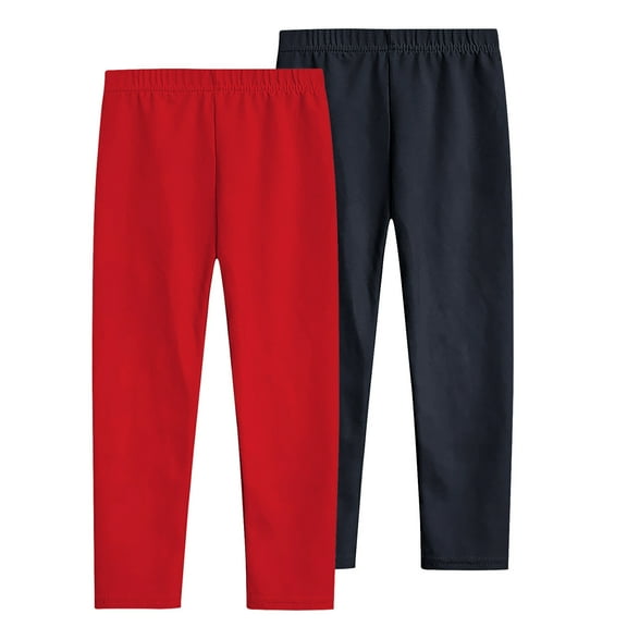 YUGYXL 2PC Toddle Girls Leggings Pants Trendy Stretch Thin Leggings Kid's Soft Lightweight Solid Trousers Lounge Long Pants Red 5 Years