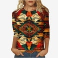 thumbnail image 1 of YUGYXL Deals 3/4 Sleeve Tshirts for Women Aztec Clothes Trendy Graphic Tees Casual Crew Neck Lightweight Cozy Shirts Ladies Tunics Fit Tops Holiday Blouse, 1 of 5