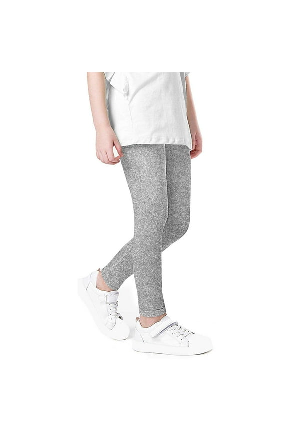 Casual Leggings for Girls Sparkly Sequin Print Tight Leggings Pants Summer Slim Comfy High Waist Trousers School Wearing Silver 5-6 Years