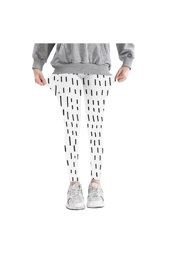 Children's Line Print Leggings Pants Mosquito Repellent Soft Slim Long Pants Trendy Stretch Lightweight Long Pants White 3 Years
