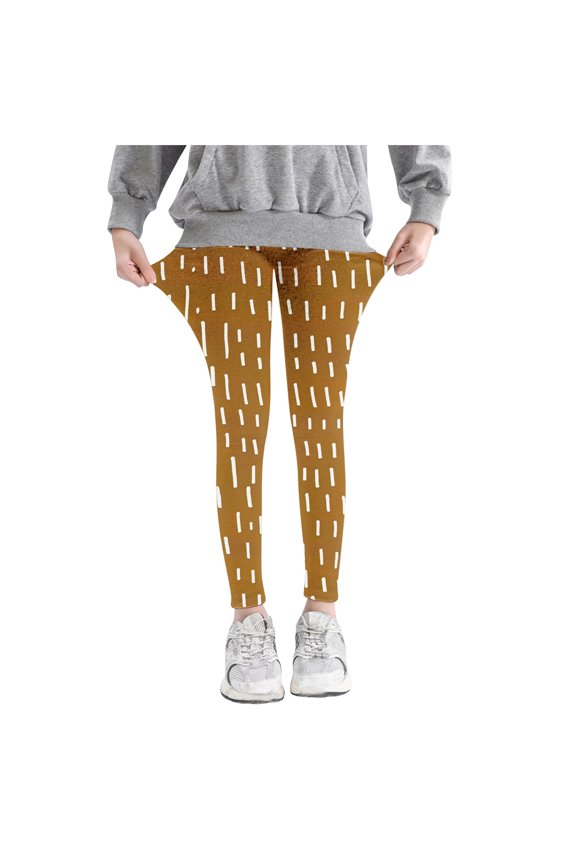 Children's Line Print Leggings Pants Mosquito Repellent Soft Slim Long Pants Trendy Stretch Lightweight Long Pants Yellow 4 Years