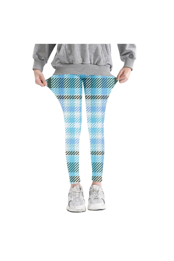 Children's Plaid Leggings Stretchy Lightweight Pants Fashion High Waist Soft Slim Trousers Going Out Comfy Pant 3-7 Year