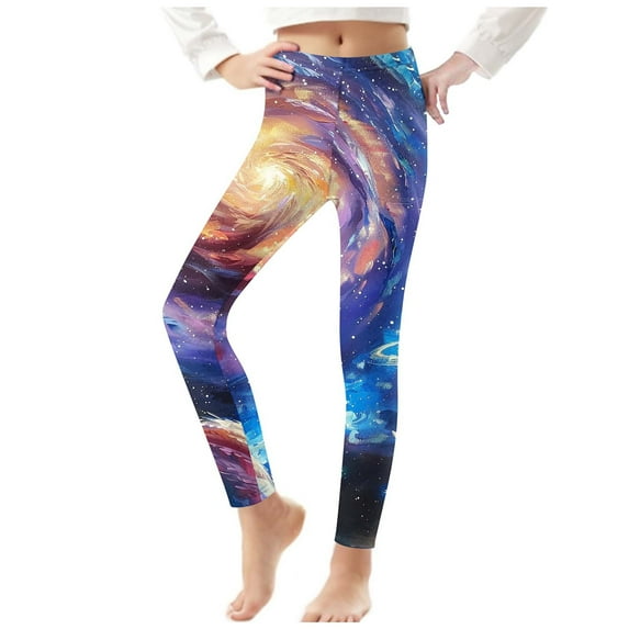 YUGYXL Girl's Leggings Pants Tie Dye Lightweight Slim Trousers Elastic High Waist Comfy Thin Long Pants Holiday Trouser Multicolor 6 Years