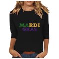 thumbnail image 1 of YUGYXL Fashion 3/4 Sleeve Tshirts for Women Mardi Gras Printed Blouse Ladies Crew Neck Tunic Comfy Tees New Orleans Parade Party Basic Fit Tops Sales, 1 of 5