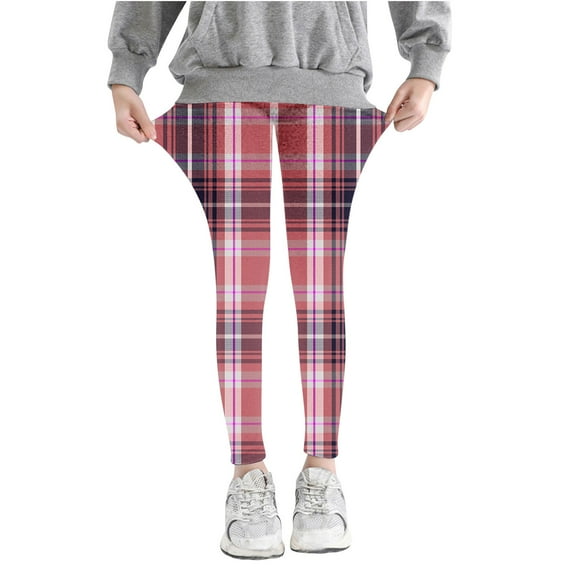 YUGYXL Girl's Plaid Print Pants Mosquito Repellent Slim Leggings Casual Soft Comfy Trousers Going Out Lightweight Pant 3-13 Year
