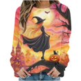 thumbnail image 1 of YUGYXL Halloween Shirts for Women Plus Size Long Sleeve Tops Funny Witchy Pumpkin Ghost Graphic Tees Cotton Crewneck Blouses C Multicolor L, 1 of 6