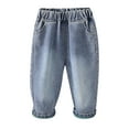 thumbnail image 1 of YUGYXL Kid's Straight Jeans Lounge Outdoor Solid Cowboy Pants with Pockets Stretch Waist Loose Fit Long Pants Blue 14, 1 of 9